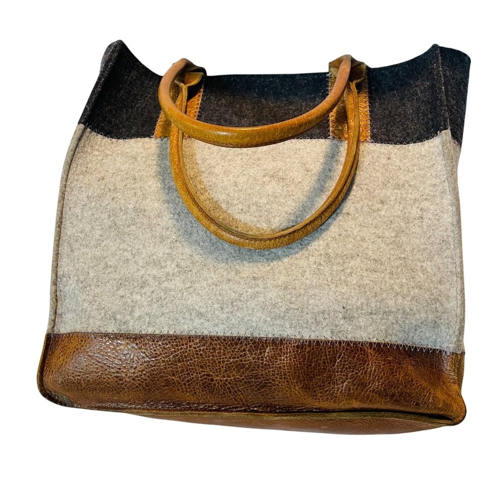 Graf & Lantz Merino Wool & Leather Tote Bag With Dual Leather Handles Jaunt - Picture 11 of 12